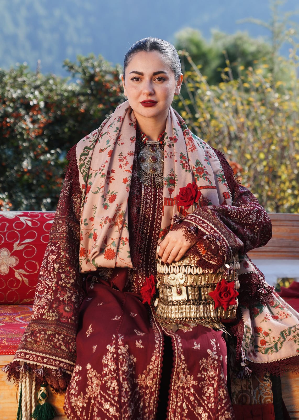 Hussain Rehar 3pc Winter Suit – Premium Dhanak with Twill Pashmina Shawl