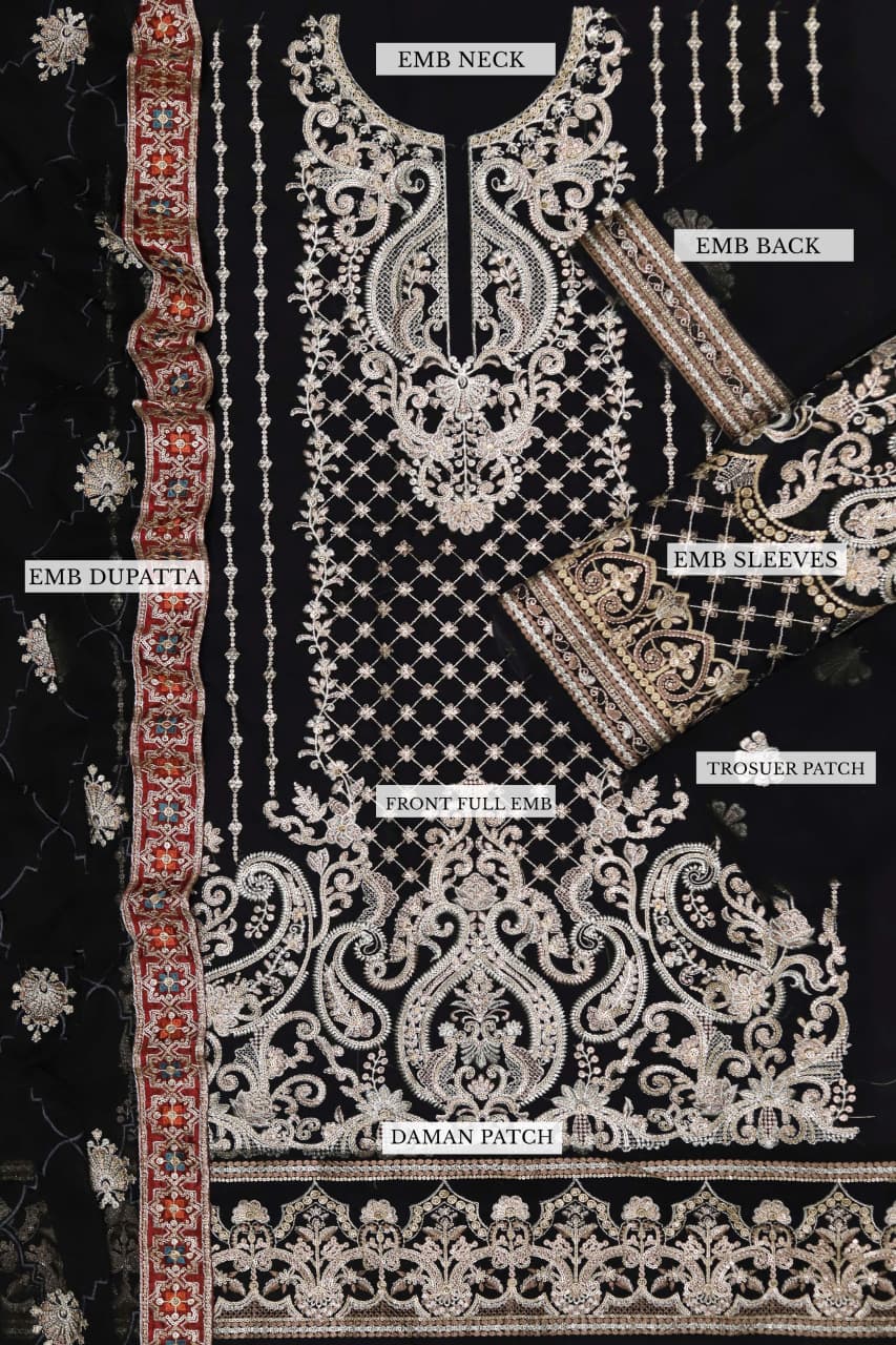 Wedding & Party Wear – Black Embroidered Organza Suit | Luxury Sequin Work
