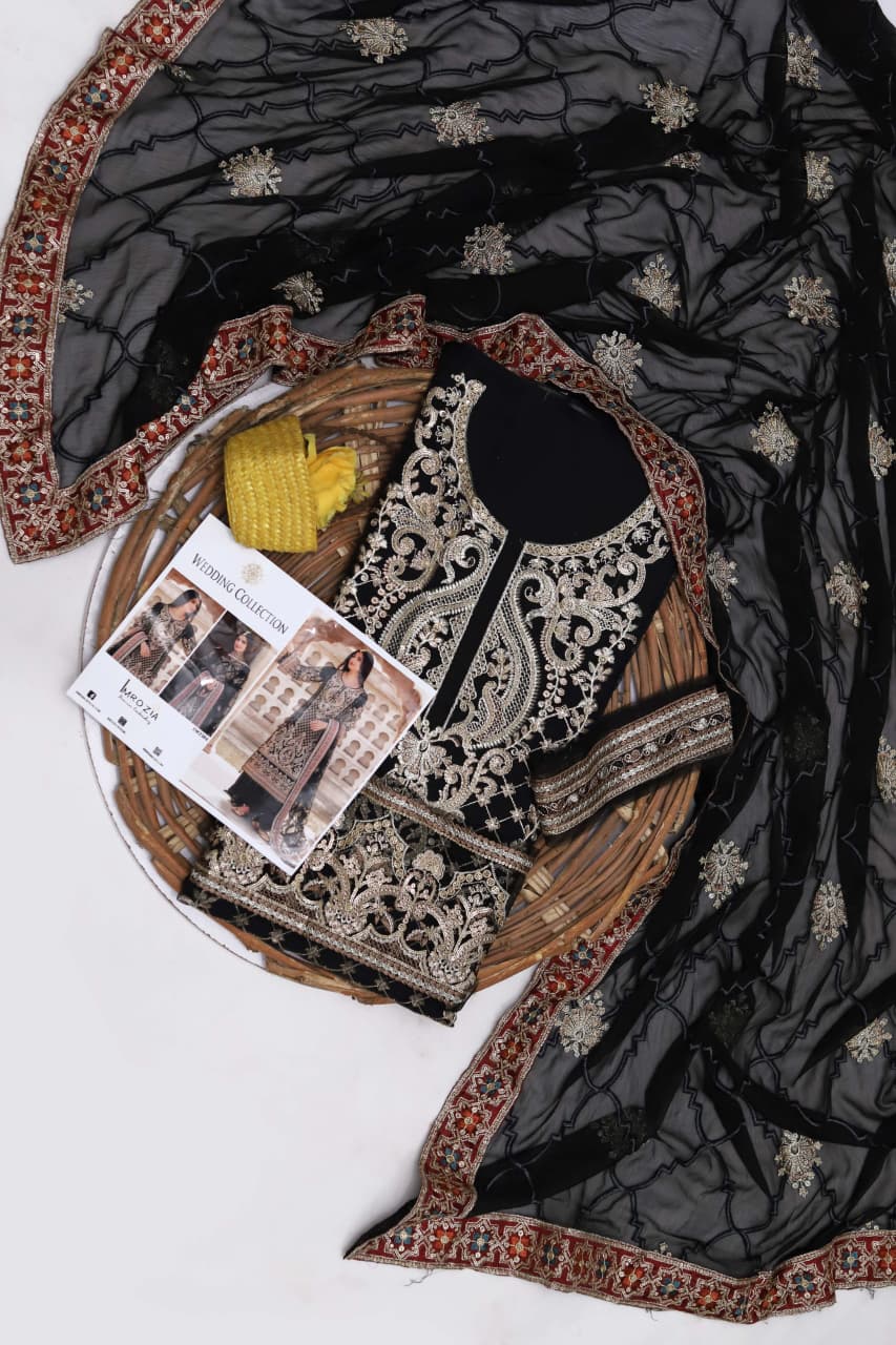 Wedding & Party Wear – Black Embroidered Organza Suit | Luxury Sequin Work
