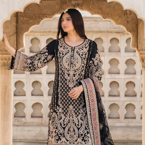 Wedding & Party Wear – Black Embroidered Organza Suit | Luxury Sequin Work