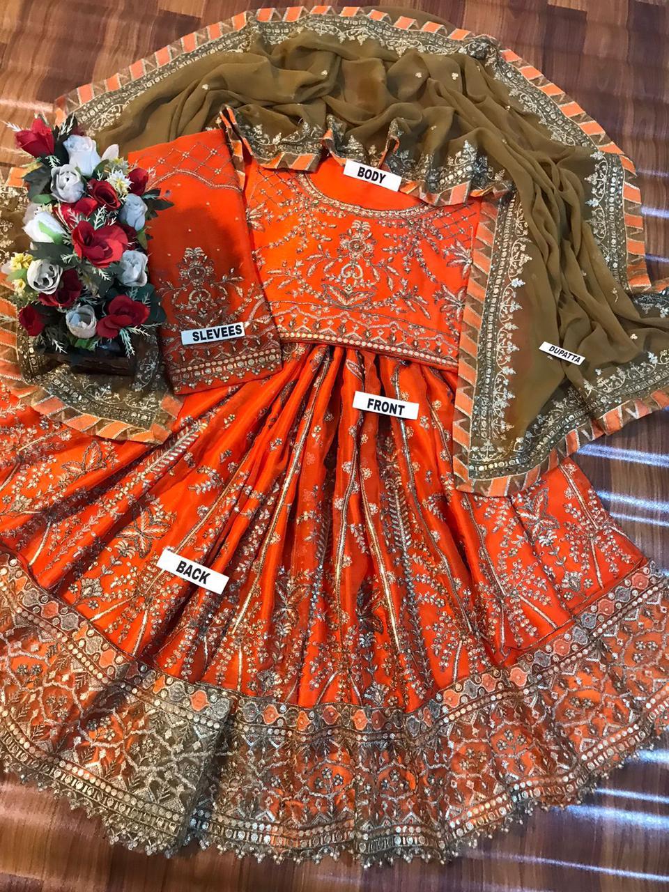 Asim Jofa Luxury Chiffon Frock – Heavy Embroidered with Satin Silk Trouser