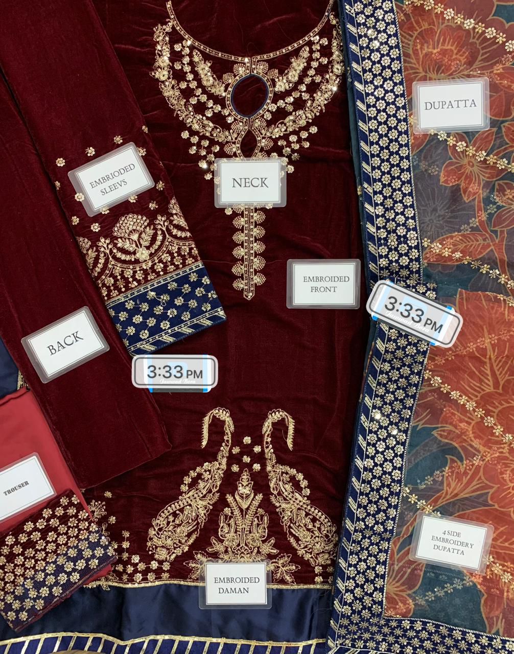 Jazmin Velvet 3-Piece Embroidered Spangle Suit – Luxury Winter Collection