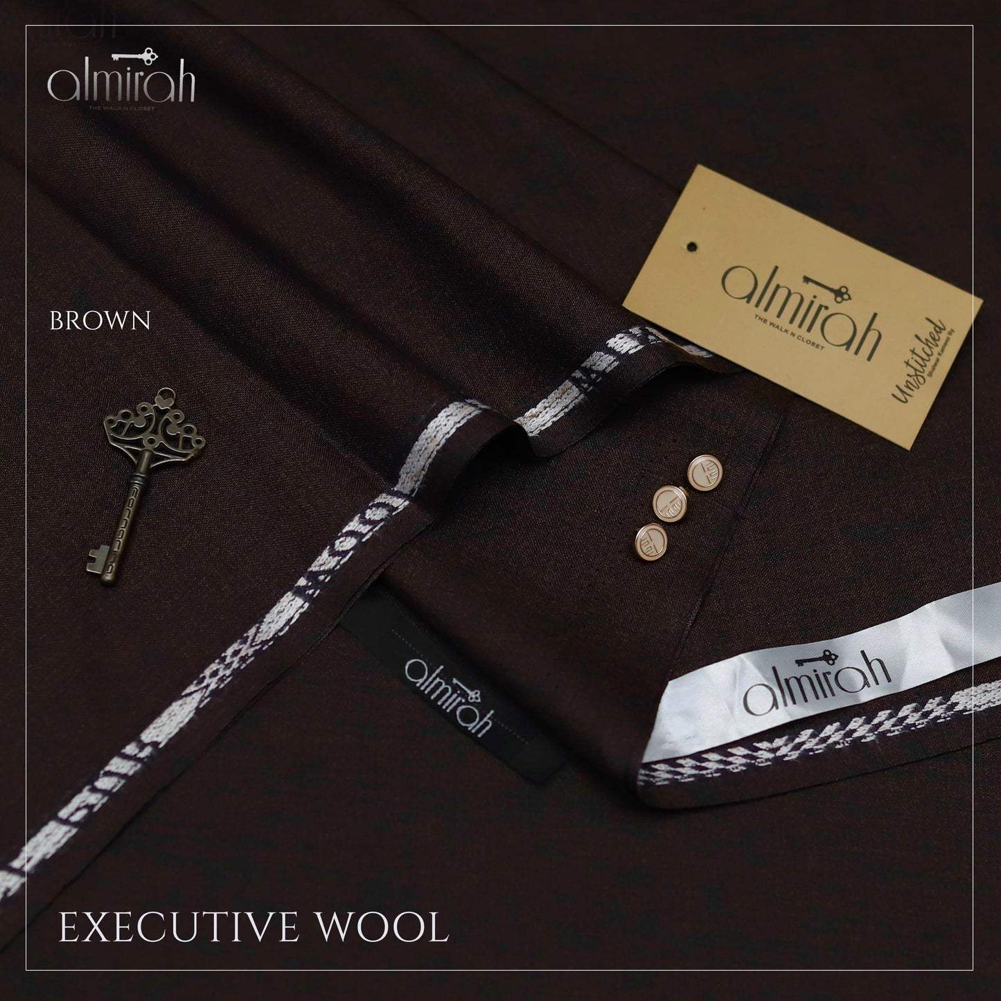 Almirah Executive Wool Suit – Premium Unstitched Fabric for Men